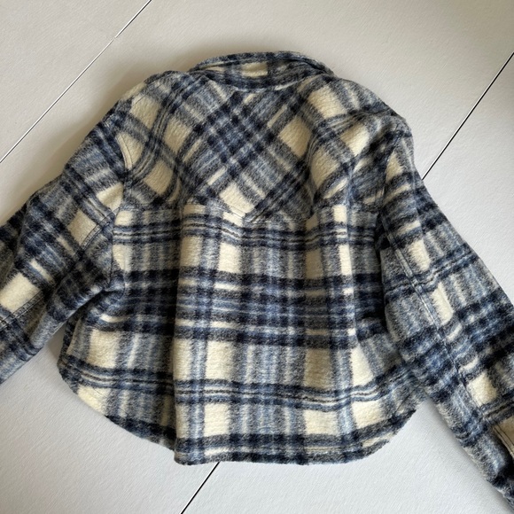 Zara Blue/Cream/Gray Plaid Shacket Size M - Picture 7 of 8